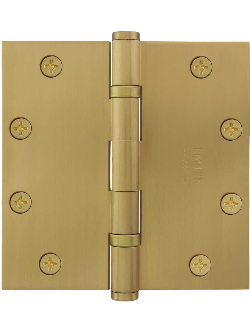5-Inch Solid Brass Ball Bearing Door Hinge With Button Tips